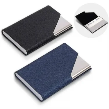 Business Card Holder PU Leather Name Card Holder Card Case Stainless Steel Credit Cards Pocket with Magnetic Shut for Men Women 1