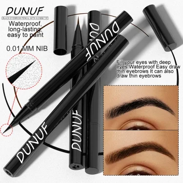 DUNUF 2 Color Long-lasting Ultra-fine anti-stain, waterproof and perspiration-proof quick drying liquid Eyebrow pencil 3