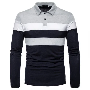 Fashion Men Long Sleeve Polo Shirt Splicing Tee Business Anti-wrinkle Streetwear Casual Men Breathable Tops 5XL 2
