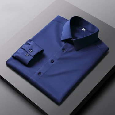 Men's Casual and Fashionable Long Sleeved Solid Color Shirt Non Ironing and Wrinkle Resistant Business Top 6
