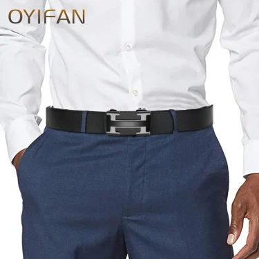 OYIFAN Top Quality Men's Genuine Leather Belt Men Leather Belts Size 105-160cm Automatic Belt Leather Belt for Men 6