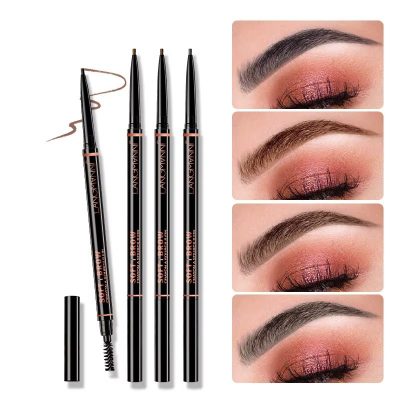 Langmanni Double headed Rotable Eyebrow Pen with a 1.5mm diameter Fine refill Waterproof Wild Eyebrow Pen and Eyebrow Brush