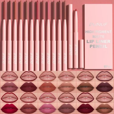 6PC Velvet Matte Lipstick Pen Nude Brown Lip Liner Pencil Kit Smooth Rose Red Pigment Waterproof Long Lasting Dye Cheek Lip Tint 5