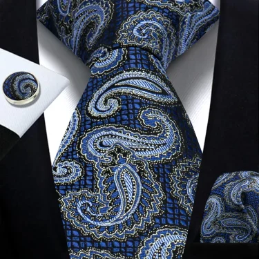 Mens Tie Paisley Jacquard Woven 8cm Formal Business Wedding Necktie Pocket Square Set Suit Cravat High Quality Handmade Gravata 3