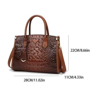 Women's Large Top-Handle Bag Vintage Crocodile Designer Shoulder Bag Quality Leather Crossbody Bag Messenger Commuter Sac A Main 4