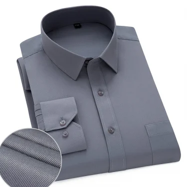 8XL Pure Color Long Sleeve Shirt for Men Work Office Business Classic Longsleeve Shirt for Men Casual Men's White Dress Shirt 6