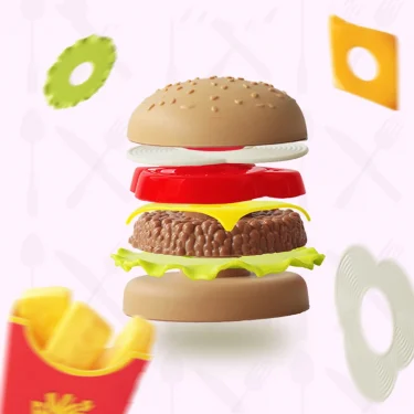 Children Simulation Food Toys Pretend Play Hamburger French Fries Kitchen Toy Set Miniature Snack Burger Educational Toys Baby 2