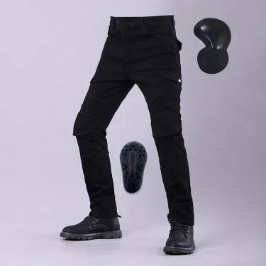 Classic Mens Motorcycle Jeans Outdoor Riding Pants With Protective Gear Moto Jeans Knee Pads Removable Motorbike Trousers 1