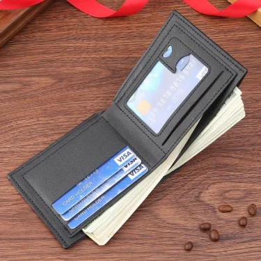 Men's Wallet Mens Short Wallet Youth Fashion Horizontal Soft Leather Business Wallet Credit ID Card Holder Wallet Billfold Purse 2