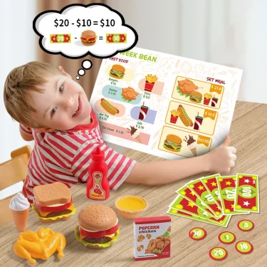 Kids Car Tent Pretend Kitchen Toys Simulate Bread Burger Food Cart Folding Tent Cooking Game Boys Girls Interactive Activity Toy 3