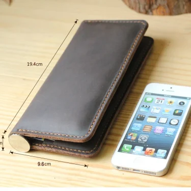 Handmade Vintage Crazy horse Genuine Leather Wallet men Leather long wallet clutch bag male purse money clips money bag 2