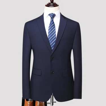 Blazer New Men's Fashion Business Solid Color British Style Professional Work Groom Wedding Dress Best Man Blazer Jacket 3