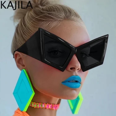 Oversized Cat Eye Sunglasses Women Big Frame 2025 Luxury Brand Shield Punk Sun Glasses For Ladies Windproof Eyewear Shades UV400 4