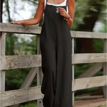 Y2K Summer Simple Pocket Strap Jumpsuit Women Sleeveless Fashion Women's Jumpsuit 2