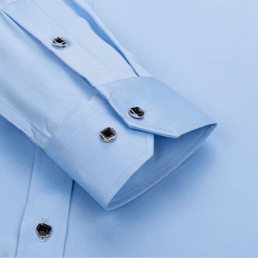 Diamond Button Shirt For Mens Long Sleeve Solid Color Stretch Slim Business Male No-Iron White Social Shirts Blouse Men Clothing 6