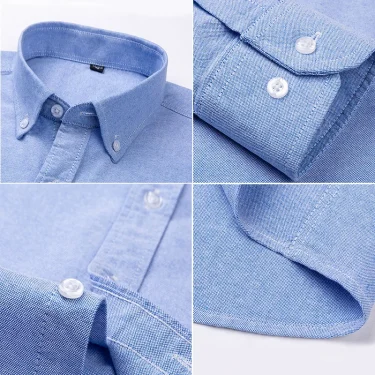 Quality 100% Cotton Oxford Shirt For Mens Long Sleeve Casual Business Regular-Fit Formal Dress Shirts Social Blouse Male Clothes 6