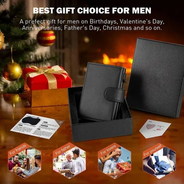 Card Holder Wallet Slim Minimalist Pop Up Leather Men Wallets RFID Blocking Metal Bank Card Case with Coins Pocket 6