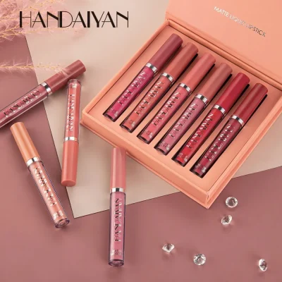 6Pcs Matte Liquid Lipstick Makeup Set, Matte Liquid Long-Lasting Wear Non-Stick Cup Not Fade Waterproof Lip Gloss 2