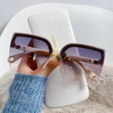 Oversized Sunglasses Man Woman Fashion Rimless Vintage Square Sun Glasses Eyewear Luxury Brand Design UV400 Female Shades 1