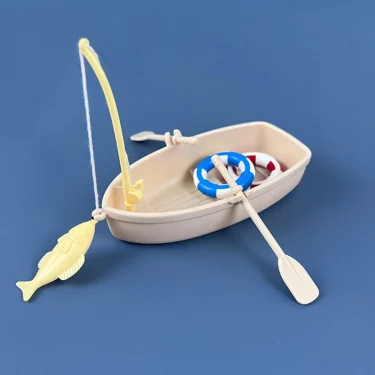 Water toy Boat, bath toy, Float boat, 2 mini swimming circle toys and fishing toys, children's wooden boat, fishing boat 3