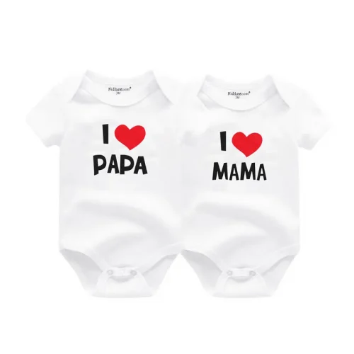 Kiddiezoom 2 Pcs/Lot Four Seasons I love Papa Mama Newborn Boy Girl Bodysuits Soft 100%Cotton Baby onesies Twin Clothes 1