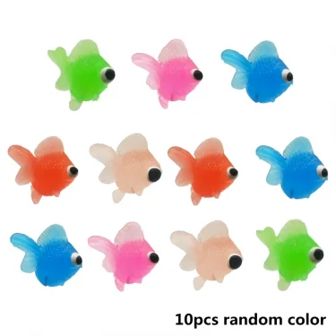 10pcs Rubber Simulation Small Goldfish Gold Fish Kids Decoration Bath Toy 6