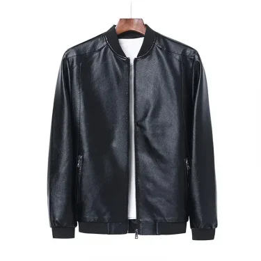 New Men Black Biker PU Leather Coat Korean Fashion Men Pu Leather Jacket Trend Casual Fit Slim Baseball Clothes 8Xl 6