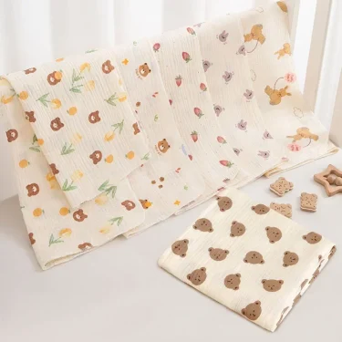 Baby Receive Blanket for Newborn Cotton Muslin Cover Swaddle Blanket Bedding Infant Bath Towel Baby Items Mother Kids Stuff 80cm 3