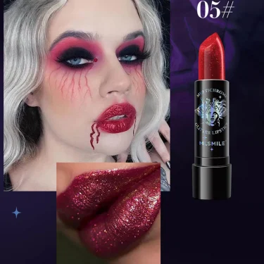 6Colors Glitter Lipstick Waterproof Long Lasting Diamond Pearlescent Metallic Lipstick Black Lipgloss Women Lips Makeup Cosmetic 2