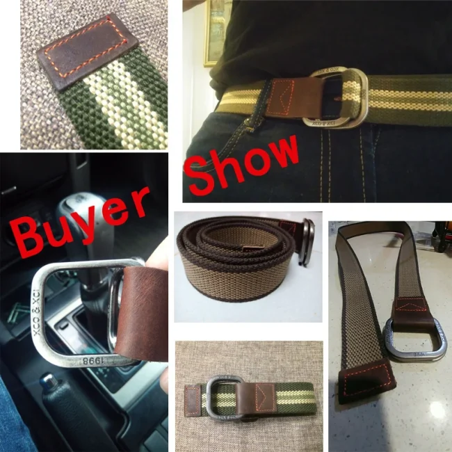 MEDYLA Belts For Men Double buckle Striped Adult Casual Men Knitted Belt Man Canvas Lengthen Strap 5