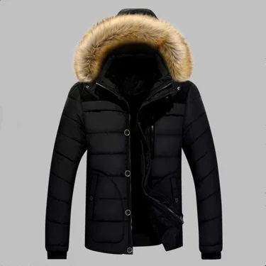 Male Warm Overcoat Wool Liner Coat Outerwear Thick Winter New Men Warm Cotton Jacket Coats Fur Collar Hooded Parka Down Jackets 2