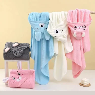 Cartoon Baby Bath Towels Soft Newborn Hooded Towel Blanket Cute Toddler Bathrobe Warm Sleeping Swaddle Wrap for Boys Girls 2