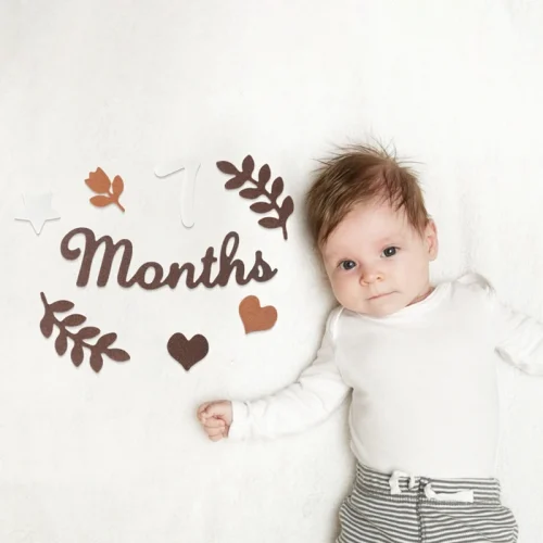 Baby Milestone Cards Soft Felt 0-12 Monthly Milestones Memorial Commemorativenir Photography Accessories For Newborn Birth Gift 5