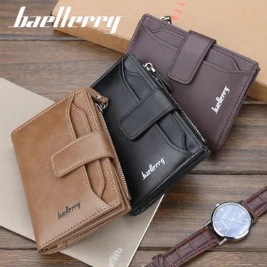 Baellerry Men Wallets Fashion Short Desigh Zipper Card Holder Men Leather Purse Solid Coin Pocket High Quality Male Purse 4