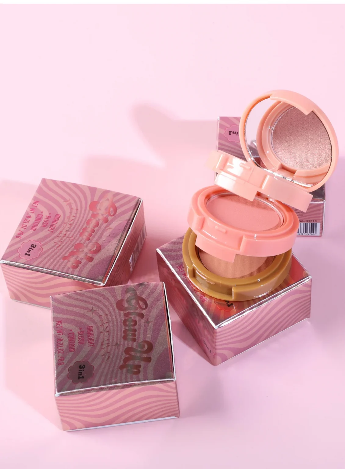 Handaiyan eye shadow highlight powder blusher three in one plate moonlight stone glitter powder face nose shadow portable 6