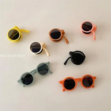 Foldable Kids Sunglasses Girls Boys Cute Round Sun Glasses Children Street Beat Eyeglasses Baby Shades Eyewears UV Protection 4