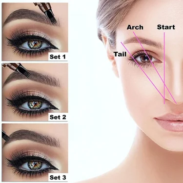 4 Splitted Head Eyebrow Pencil Long Last Smudge Proof Waterproof Sweat Proof High Pigmented Easy Applying Liquid Eyebrow Pencil 3