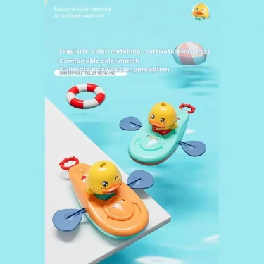 1 Pc Little Yellow Duck Kayak Toy Swimming Pool Bathroom Toy Classic Water Toy Cute Bath Toys Cartoon Little Yellow Duck Boatin 2