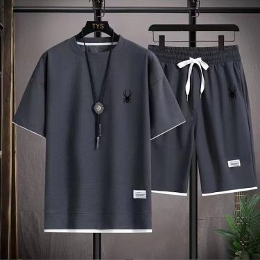NewSummer New Mens Tracksuit Linen Fabric T-shirt and Shorts Two Piece Set Men Sports Suit Fashion Breathable Sets