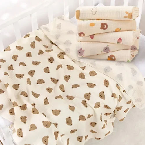 Baby Receive Blanket for Newborn Cotton Muslin Cover Swaddle Blanket Bedding Infant Bath Towel Baby Items Mother Kids Stuff 80cm 1