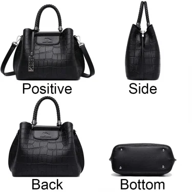 Genuine Leather Handbags For Women Hand-knitted Crossbody Shoulder Bags Designer 2023 Stone Pattern Ladies Tote Bag Sac A Main 3
