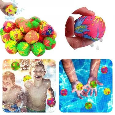 6/12pcs Water Balls Water Toys Beach Balls Reusable Absorbent Cotton Balls Cotton Soaker Bomb Balls Water Bouncing Balls Pool 2