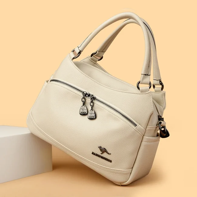 2024 New Multi Layer Large Capacity Women's Tote Bag High Quality Soft Leather Women Handbag Fashion Retro Female Shoulder Bags 5