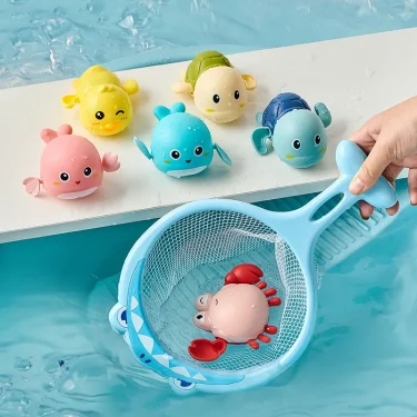 Baby Bath Toys Kids Swimming Clockwork Dolls Play Water Fun Bathing Cute Funny Children Bathroom Shower Bathtub Animals Toy 2
