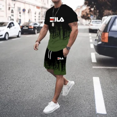 Lente/Zomer Mode Heren Casual Sport Korte Mouwen Pak, Tweedelige Set, T-Shirt En Broek, Herenkleding, Zomermode 4