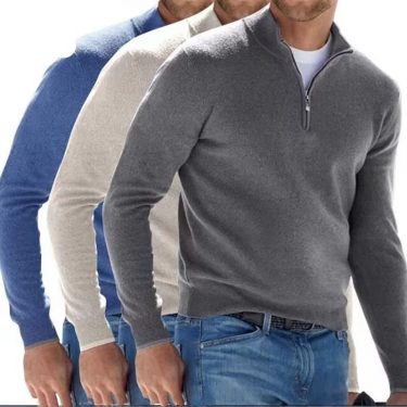 Autumn Men's Sweatwear Warm Pullover Solid Color Half Zipper Casual Sweater Slim V-neck Long Sleeve Men's Sweatshirts Winter Top