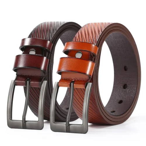 Fashion Men's TPU Leather Belt High Quality Business Casual Alloy Pin Buckle Belt Men's Jeans Brown Retro Waistband 1