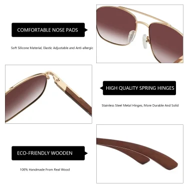 ZENOTTIC Trend Wood Polarized Sunglasses for Men 100% UV Protection Fishing Driving Golf Pilot Shade Sun Glasses 5