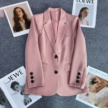Elegant Office Lady Blazer Woman Fashion Long Sleeve Single Button Blazers New In Coats And Jackets Clothing Outerwears 5