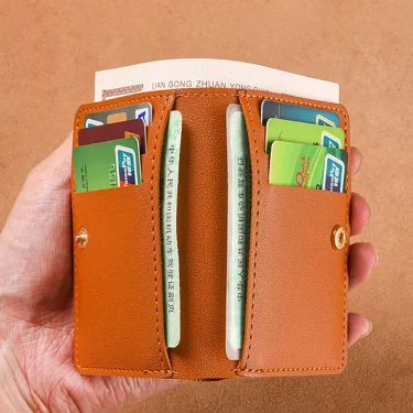 High Brand Card Bag Two Fold Buckle Small Wallet Portable Bank Card Driver'S License Two In One Ultra Light Thin Card Bag Wallet 4